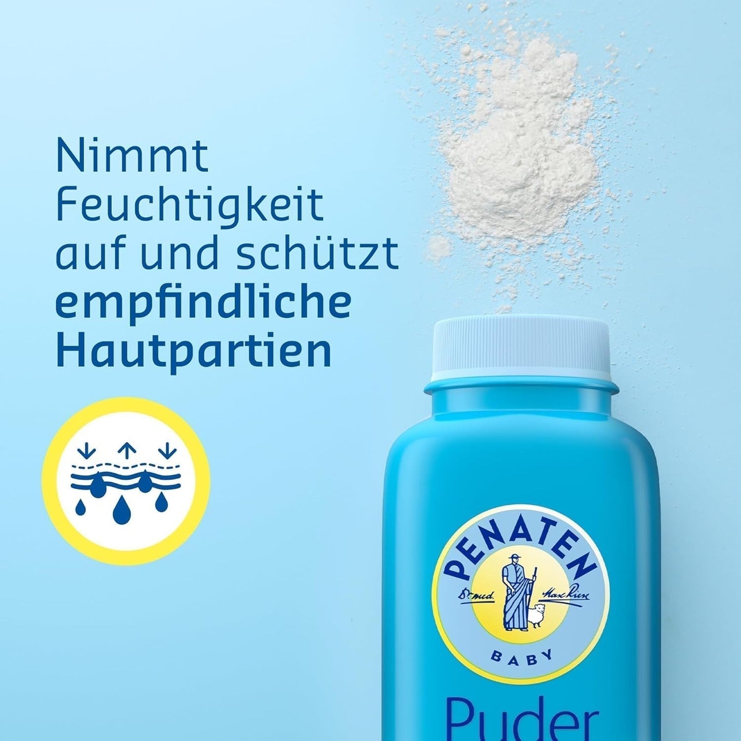 Natürliches Puder für Babys Penaten mit Aloe und Vitamin E (1x 100g) – Schützt empfindliche Haut, nimmt Feuchtigkeit auf und hält die Haut trocken – Dermatologisch bestätigt – 99 % Inhaltsstoffe natürlichen Ursprungs Kinder – Bade- und Hautpflege Naty Shop