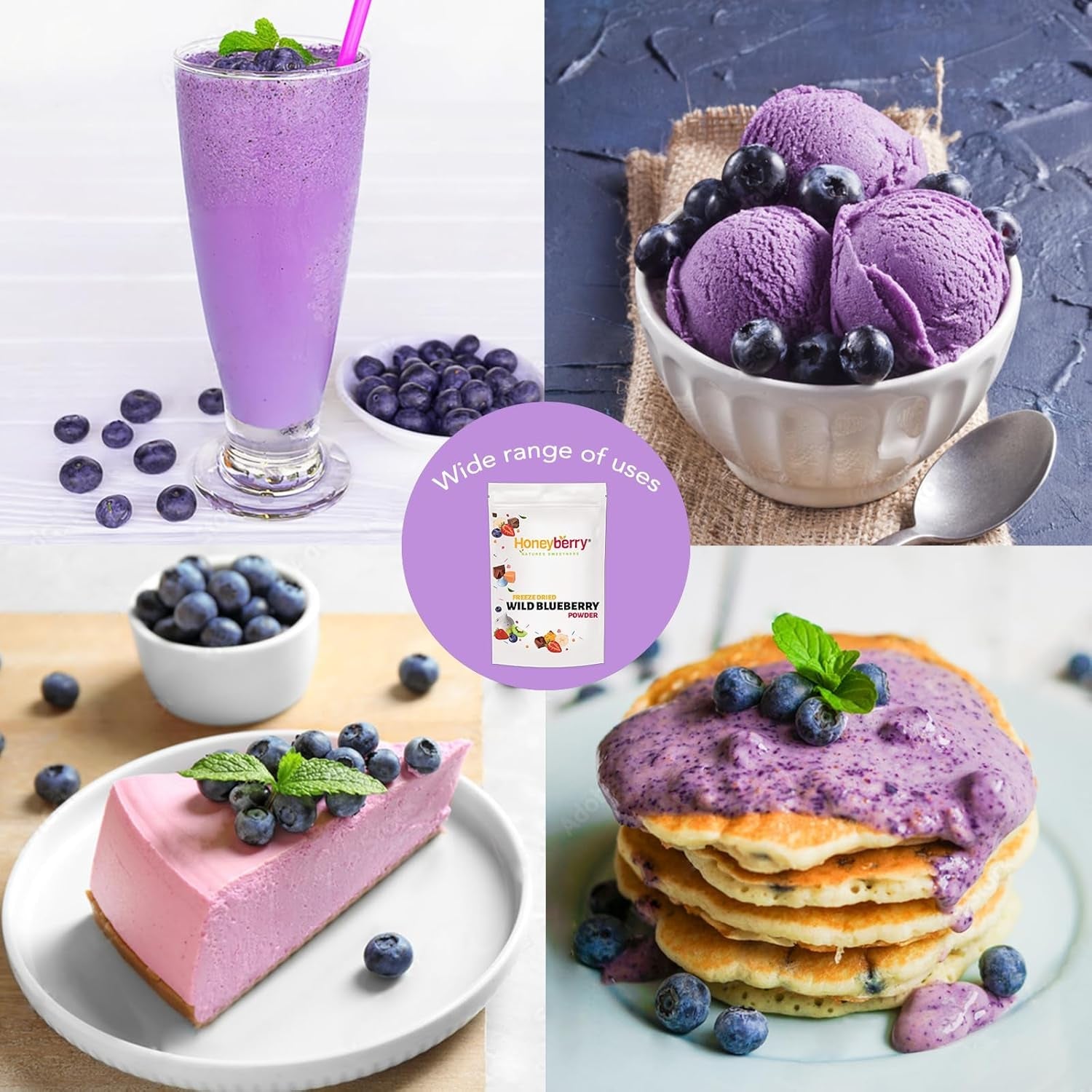 Gefriergetrocknetes Wildblaubeerpulver 100g - Gefriergetrocknetes Fruchtpulver - Gefriergetrocknetes Blaubeerpulver zum Backen, Smoothie und Müsli - Natürliches Blaubeerpulver ohne Zusatzstoffe Dehydrierte Produkte Mein Shop