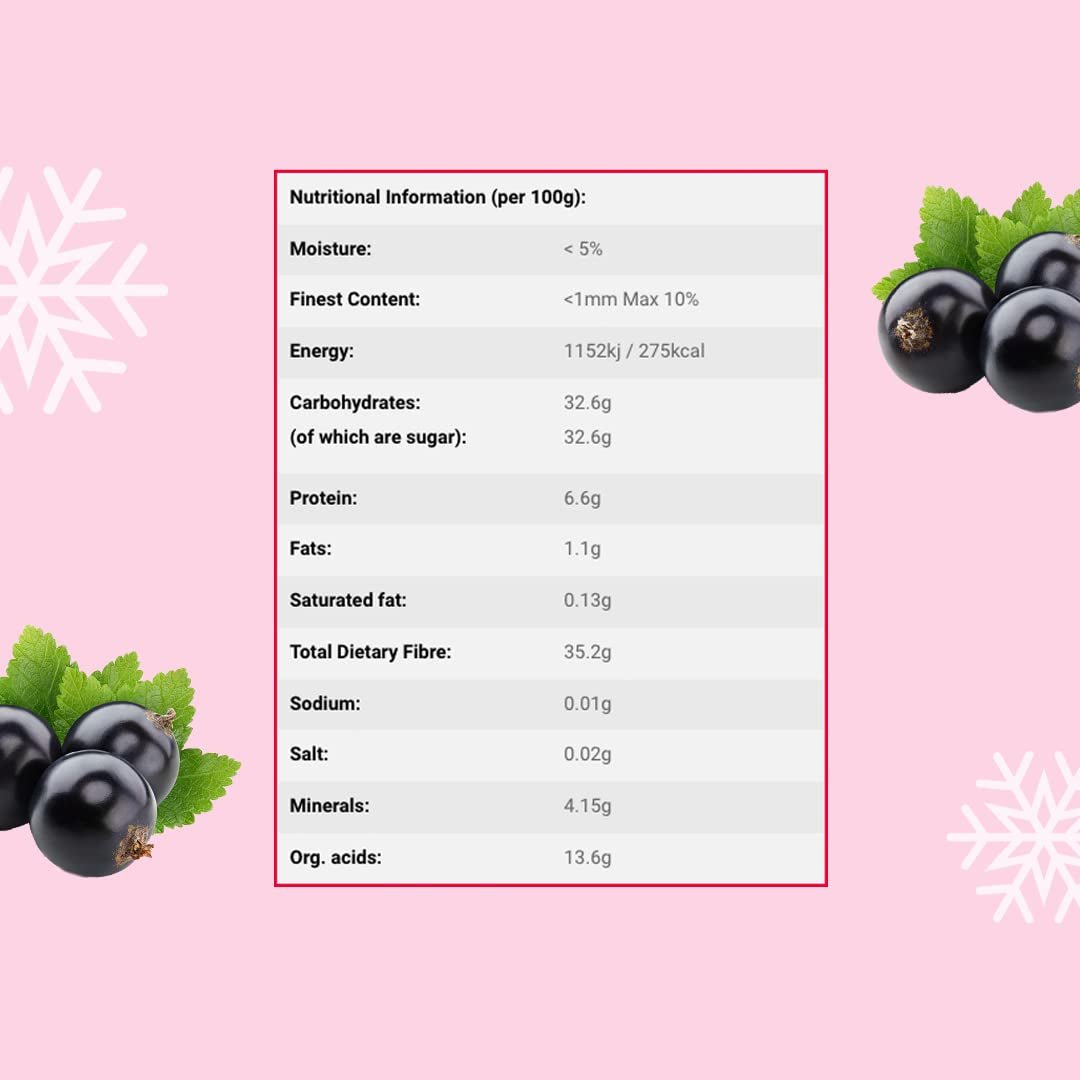 Gefriergetrocknetes schwarzes Johannisbeerpulver 100g - Gefriergetrocknetes Fruchtpulver - Schwarzes Johannisbeerpulver für Smoothies und Backen - Natürliches schwarzes Johannisbeerpulver ohne Zusatzstoffe Dehydrierte Produkte Naty Shop