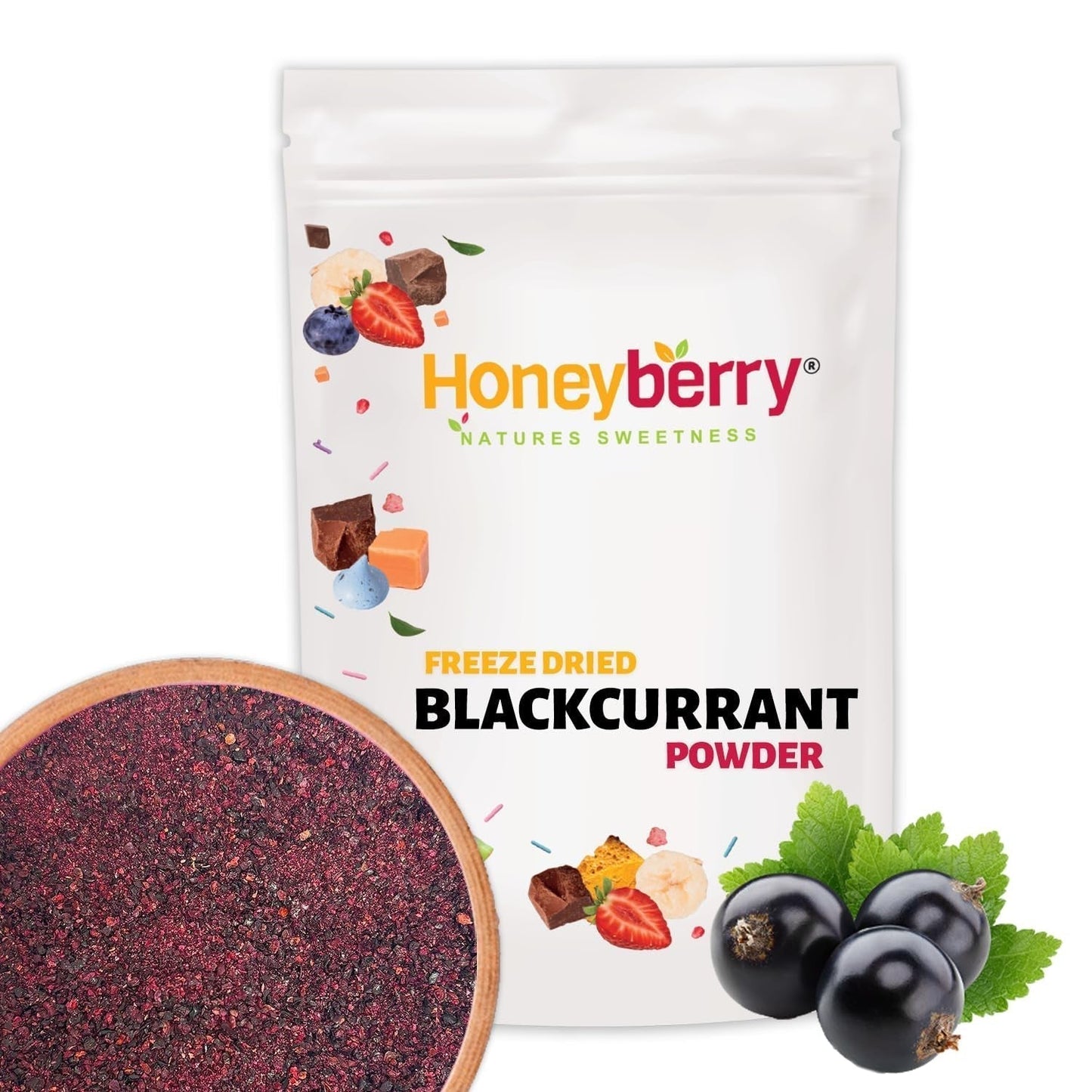 Gefriergetrocknetes schwarzes Johannisbeerpulver 100g - Gefriergetrocknetes Fruchtpulver - Schwarzes Johannisbeerpulver für Smoothies und Backen - Natürliches schwarzes Johannisbeerpulver ohne Zusatzstoffe Dehydrierte Produkte Naty Shop 100G