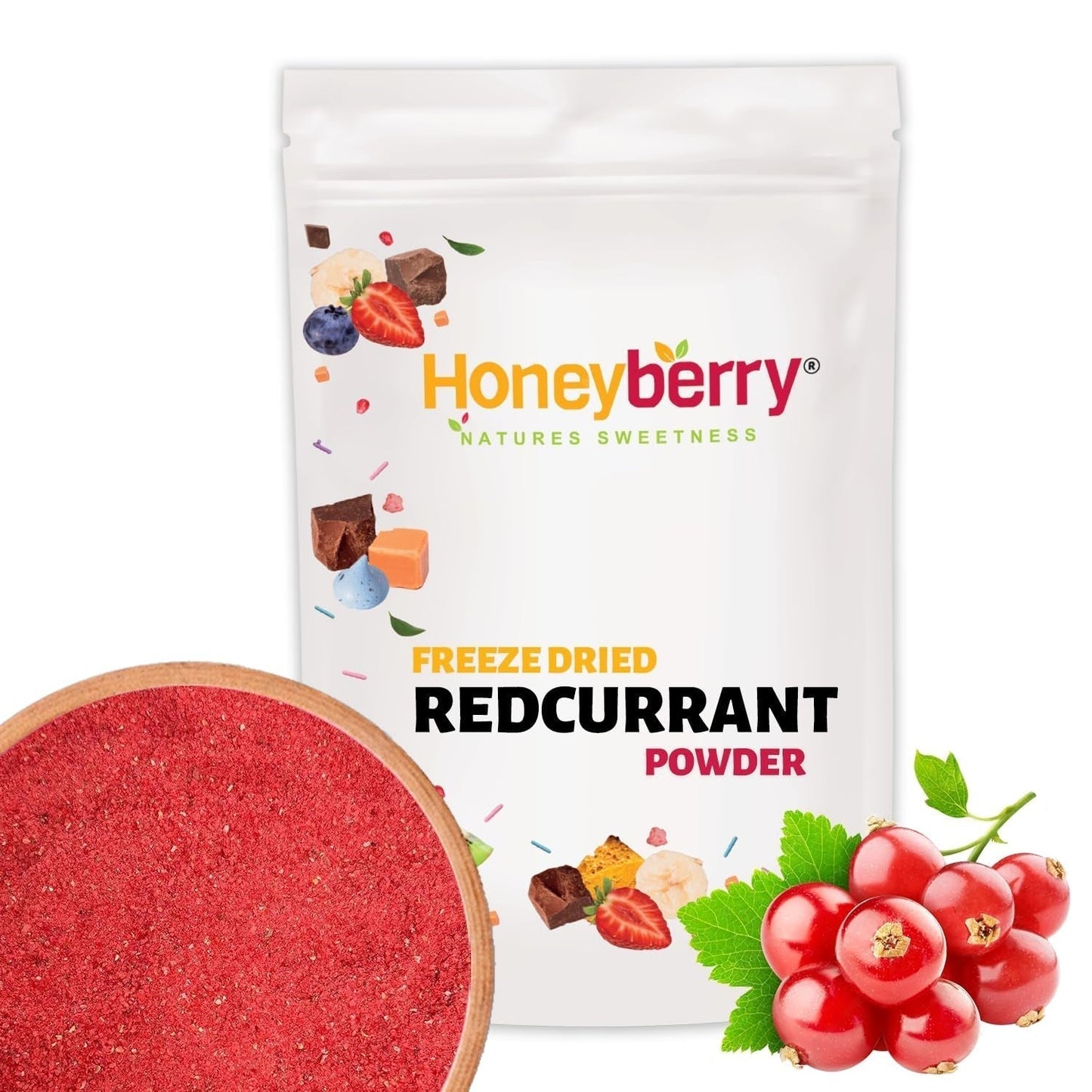 Gefriergetrocknetes Johannisbeerpulver 100g - Gefriergetrocknetes Fruchtpulver - Johannisbeerpulver für Smoothies und Backen - Natürliches Beerenpulver ohne Zusatzstoffe Dehydrierte Produkte Naty Shop 100G