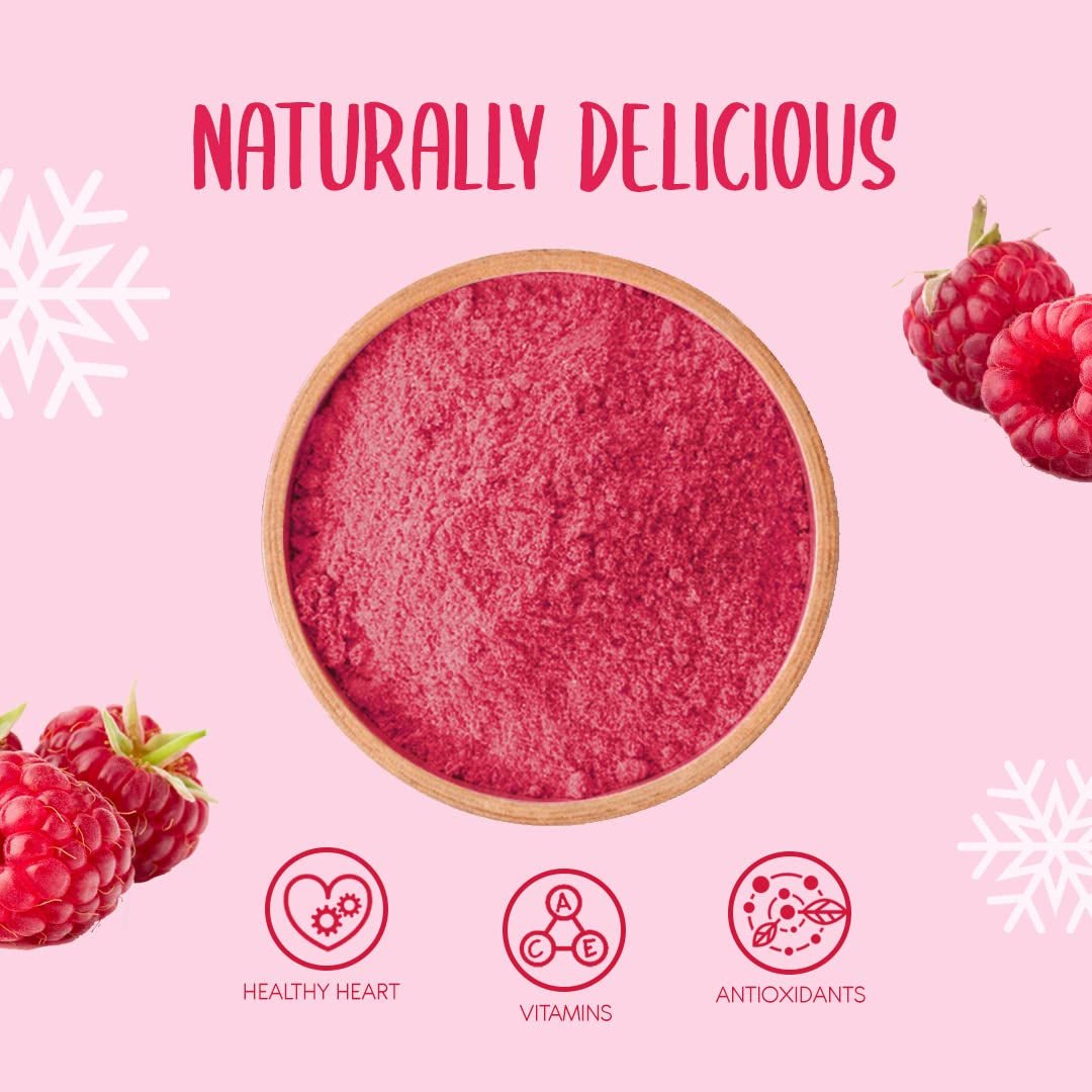 Gefriergetrocknetes Himbeerpulver 100g - Gefriergetrocknetes Fruchtpulver - Gefriergetrocknetes Himbeerpulver zum Backen, Smoothies und Müsli - 100% natürliches Himbeerpulver ohne Zusatzstoffe Dehydrierte Produkte Naty Shop