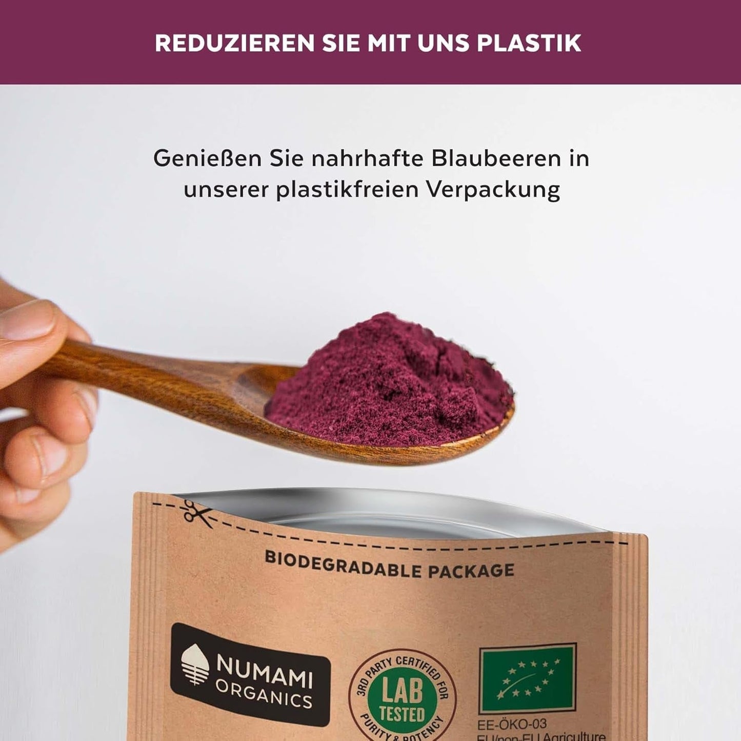 Bio-Wildheidelbeerpulver, gefriergetrocknete ganze Blaubeeren, 100 % Rohkostqualität, reich an Antioxidantien und Vitamin C, ohne Zuckerzusatz, in Nordeuropa geerntet. Trockenprodukte Naty Shop