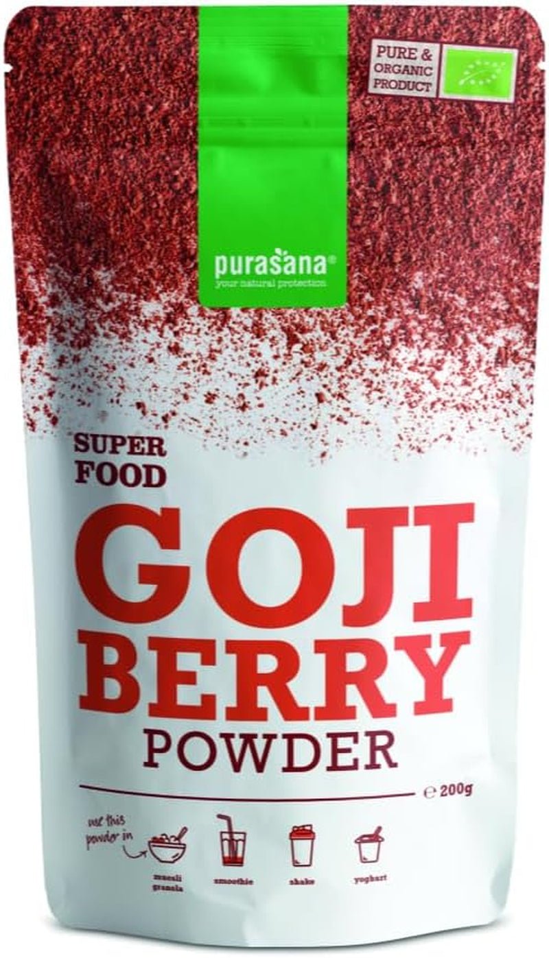 Purasana Goji-Beerenpulver aus Tibet aus kontrolliert biologischem Anbau (200 g) Dehydrierte Produkte in Rohkostqualität Naty Shop Standardtitel