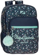 Pepe Jeans Alenka Schulrucksack mit Trolley, Blau, 30 x 40 x 12 cm, Polyester, 14,4 l, Blau, Schulrucksack mit Trolley Premium Rucksäcke und Schulranzen Naty Shop Anpassbarer Rucksack