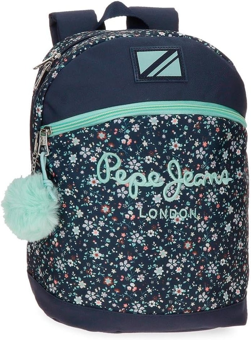 Pepe Jeans Alenka Schulrucksack mit Trolley, Blau, 30 x 40 x 12 cm, Polyester, 14,4 L, Blau, Schulrucksack mit Trolley Premium Rucksäcke und Schulranzen Naty Shop Lässiger Rucksack