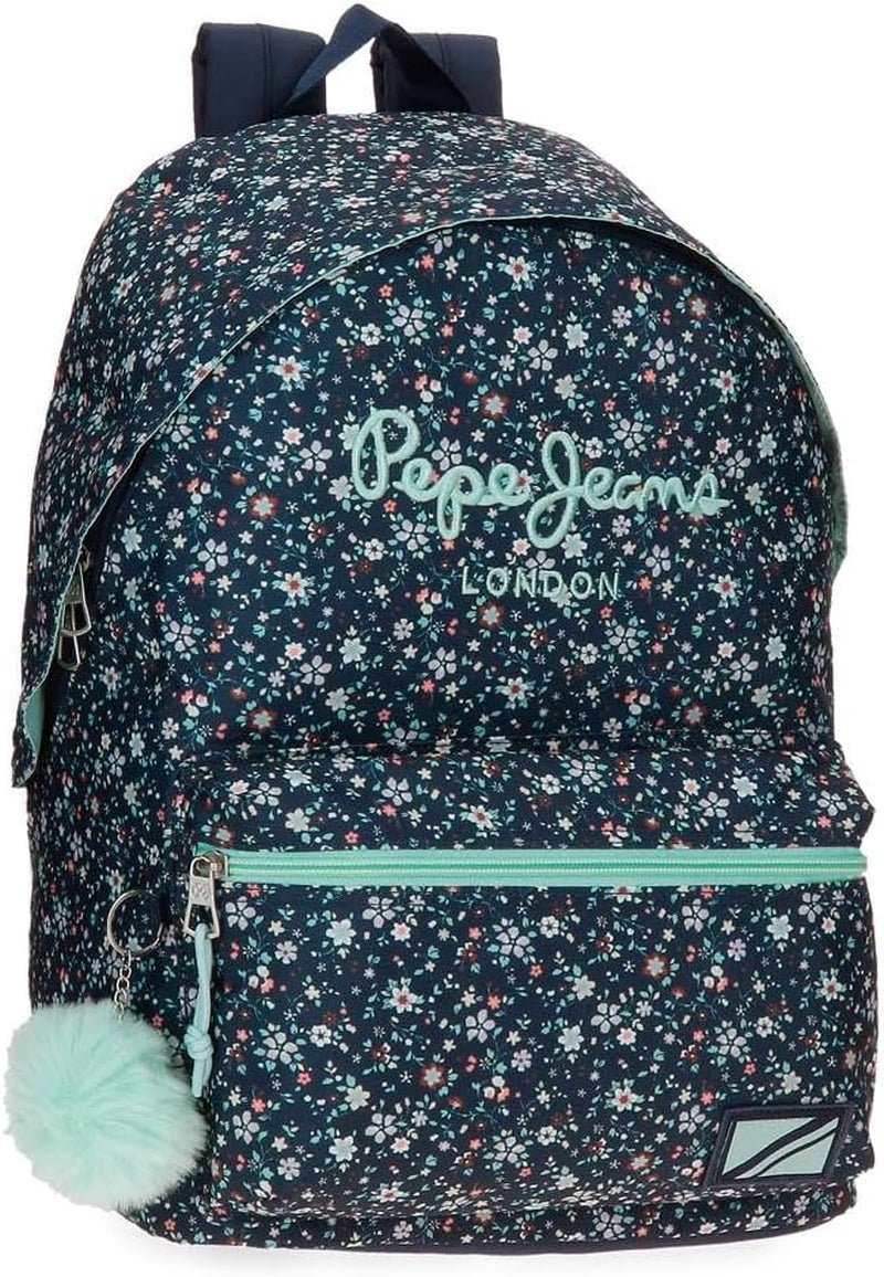 Pepe Jeans Alenka Schulrucksack mit Trolley, Blau, 30 x 40 x 12 cm, Polyester, 14,4 l, Blau, Schulrucksack mit Trolley Premium Rucksäcke und Schulranzen Naty Shop Alenka Rucksack