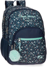 Pepe Jeans Alenka Schulrucksack mit Trolley, blau, 30 x 40 x 12 cm, Polyester, 14,4 l, blau, Schulrucksack mit Trolley Premium Rucksäcke und Schulranzen Naty Shop Pepe Jeans Rucksack