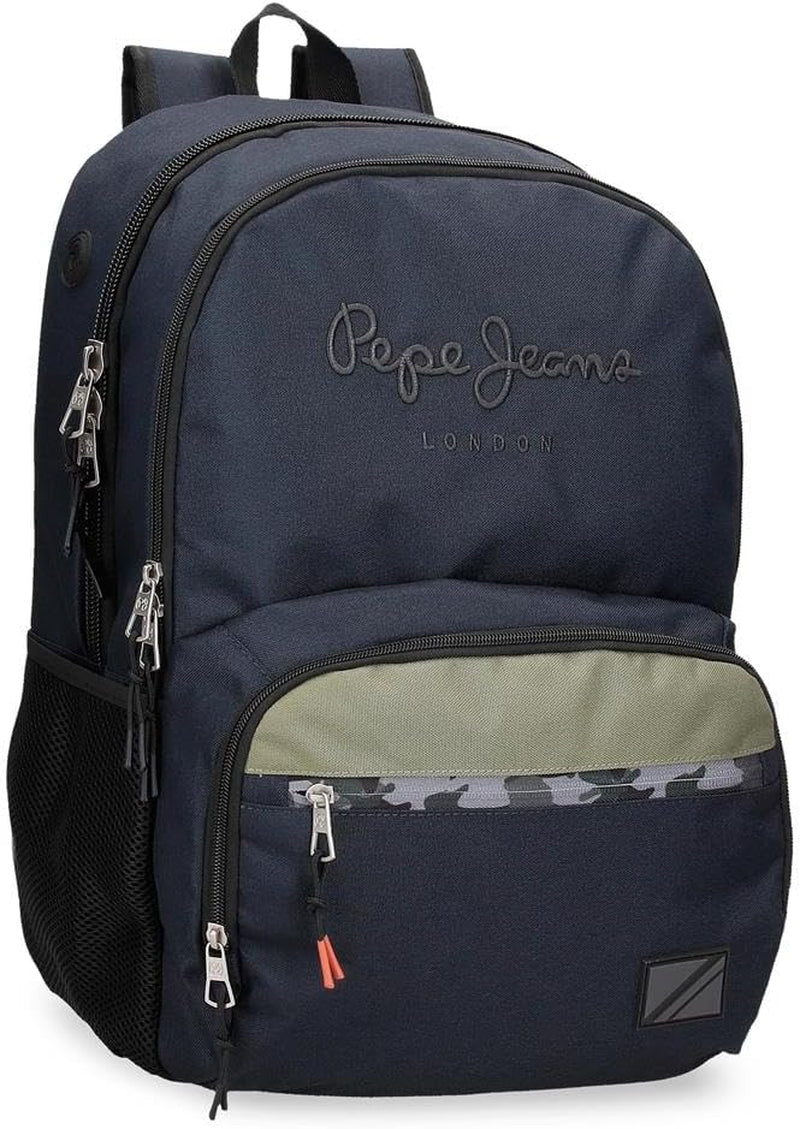 Pepe Jeans Cromwell Schulrucksack, Doppelfach, Schwarz, 33 x 46 x 15 cm, Polyester, 22,77 L, Schwarz, Einheitsgröße, Schulrucksack mit Doppelfach Premium-Rucksäcke und Schulranzen Naty Shop Standardtitel