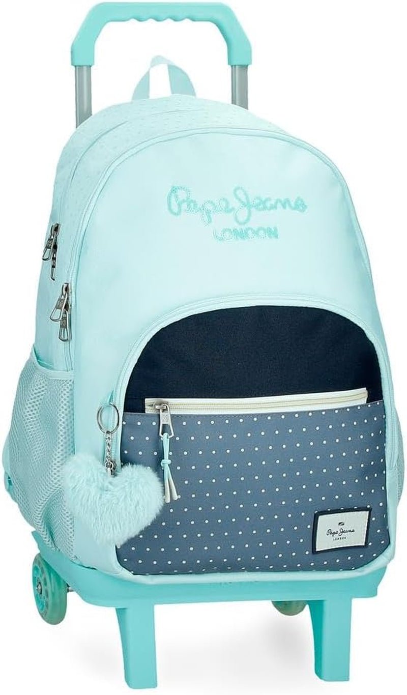 Pepe Jeans Dalma Schulrucksack. Kinderrucksack aus Polyester, breite und verstellbare verstellbare Träger, Vordertasche. Von Joumma Bags Premium Rucksäcke und Schulranzen Naty Shop Rucksack 45 + Wagen