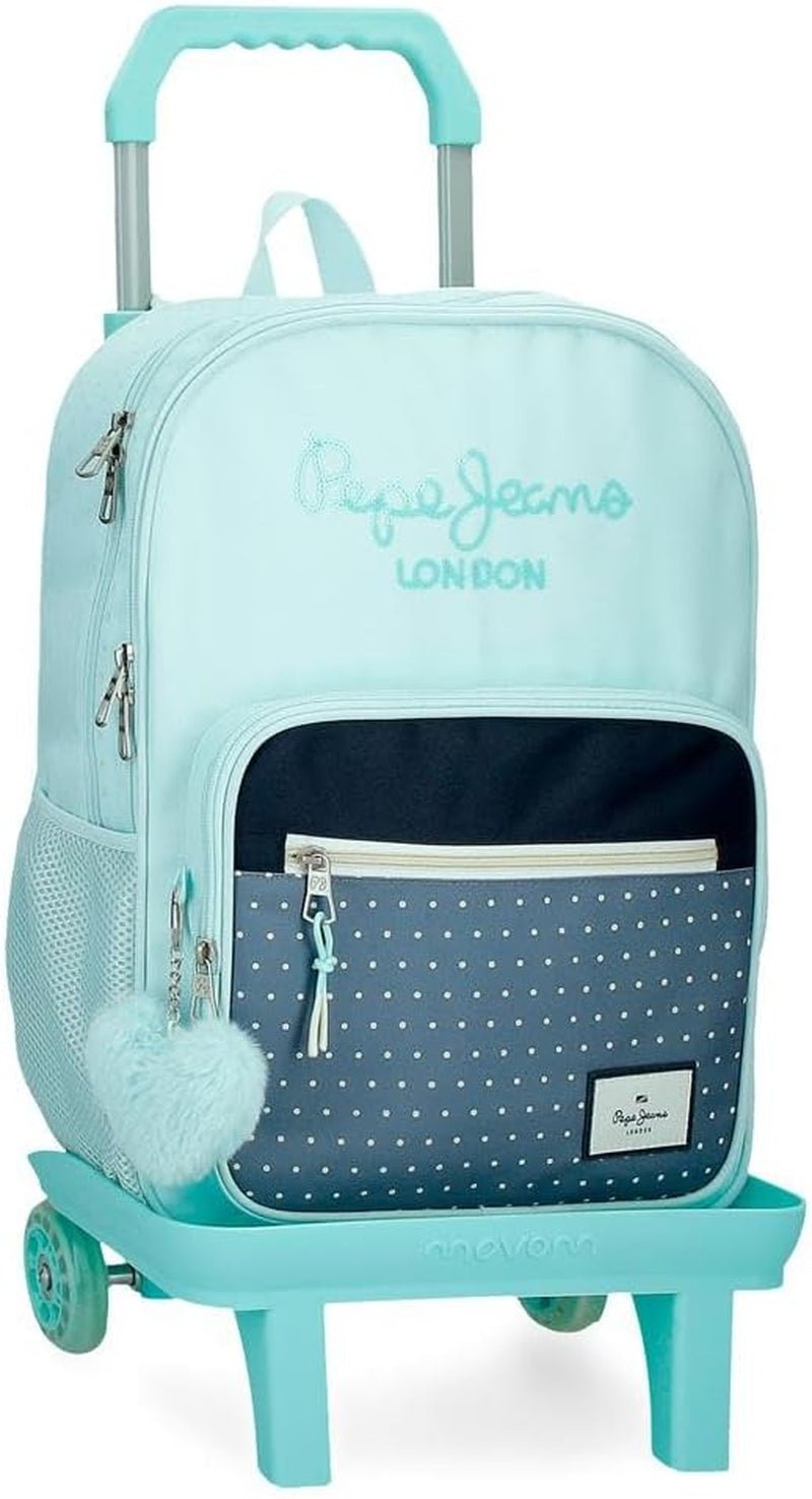 Pepe Jeans Dalma Schulrucksack. Kinderrucksack aus Polyester, breite und verstellbare verstellbare Träger, Vordertasche. Von Joumma Bags Premium Rucksäcke und Schulranzen Naty Shop Rucksack 40 + Wagen