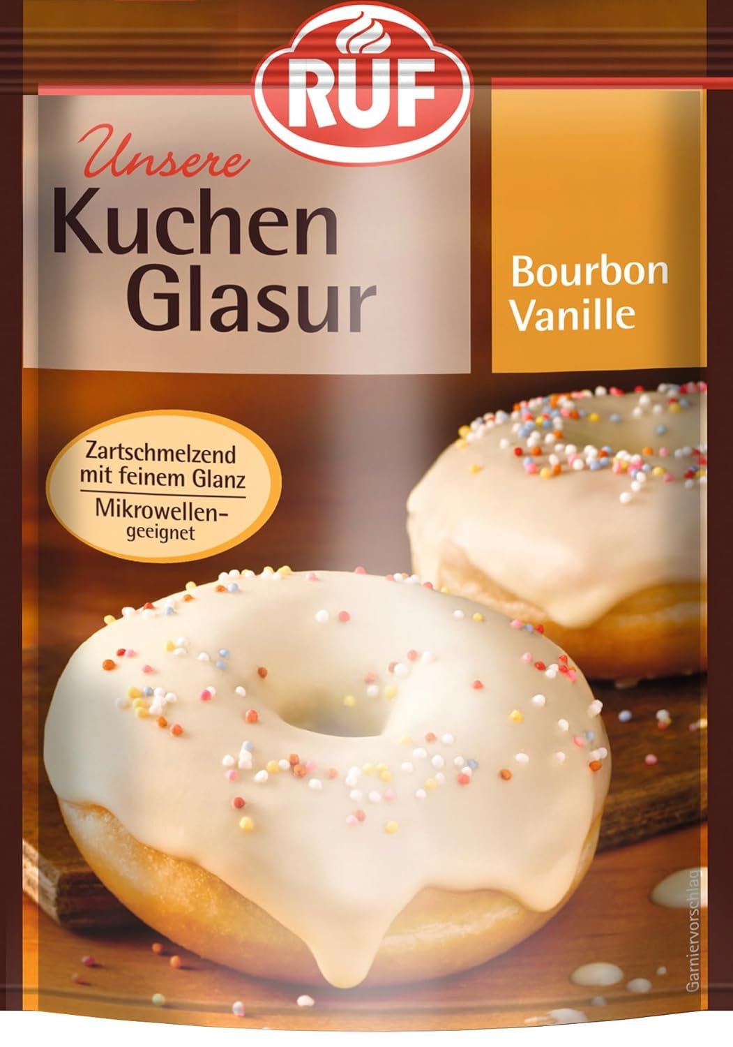 RUF Cake Glaze Bourbon Vanilla, 100g im Beutel, mikrowellenbeständig, zum Glasieren und Dekorieren von Keksen, Muffins und Kuchen, glutenfrei Naty Shop Vanille-Zuckerpaste