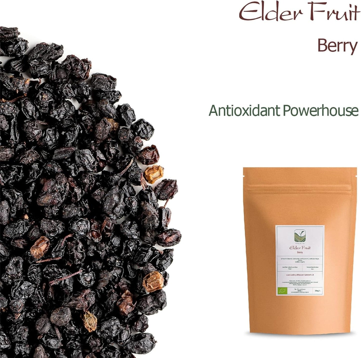 Bio-Schwarzer Holunder - ganze Sambucus-Beeren - Holunder Dehydrierte Produkte Naty Shop