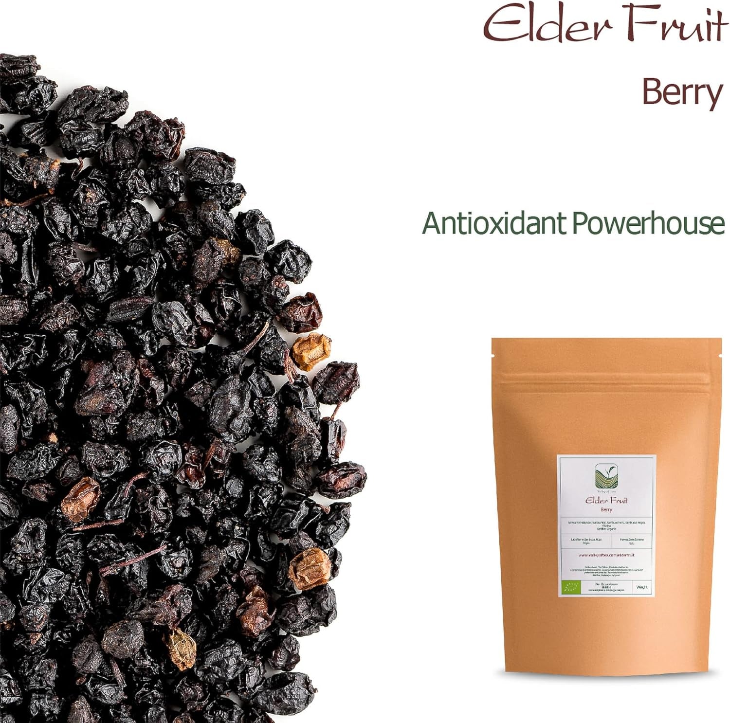 Bio-Schwarzer Holunder - ganze Sambucus-Beeren - Holunder Dehydrierte Produkte Naty Shop