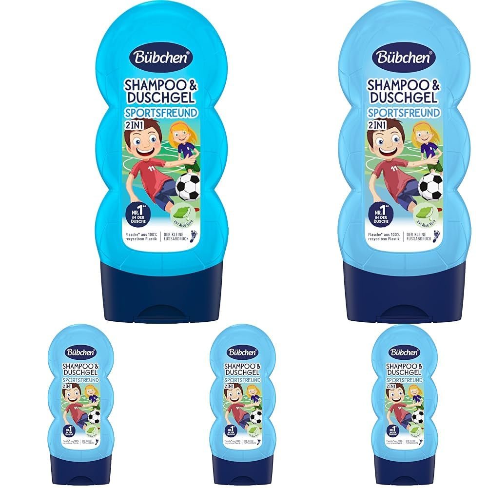 Shampoo und Duschgel Bübchen Sportsfreund 2in1, 230 ml Kinder - Bade- und Hautpflege Naty Shop 230 ml (5er Pack)