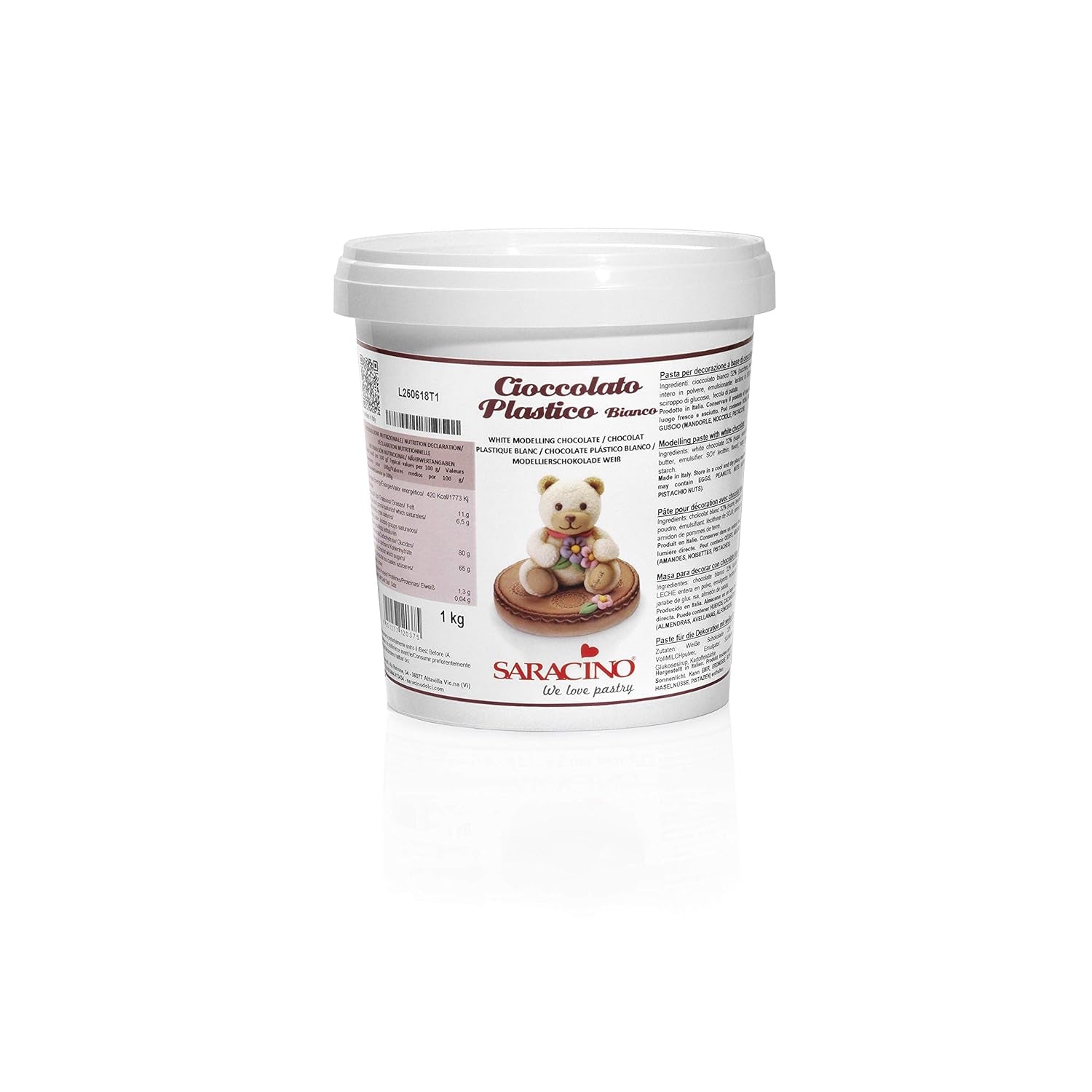 Saracino Weiße Modellierschokolade Zum Dekorieren und Modellieren 1 kg Hergestellt in Italien Zuckerpaste Naty Shop Elfenbein