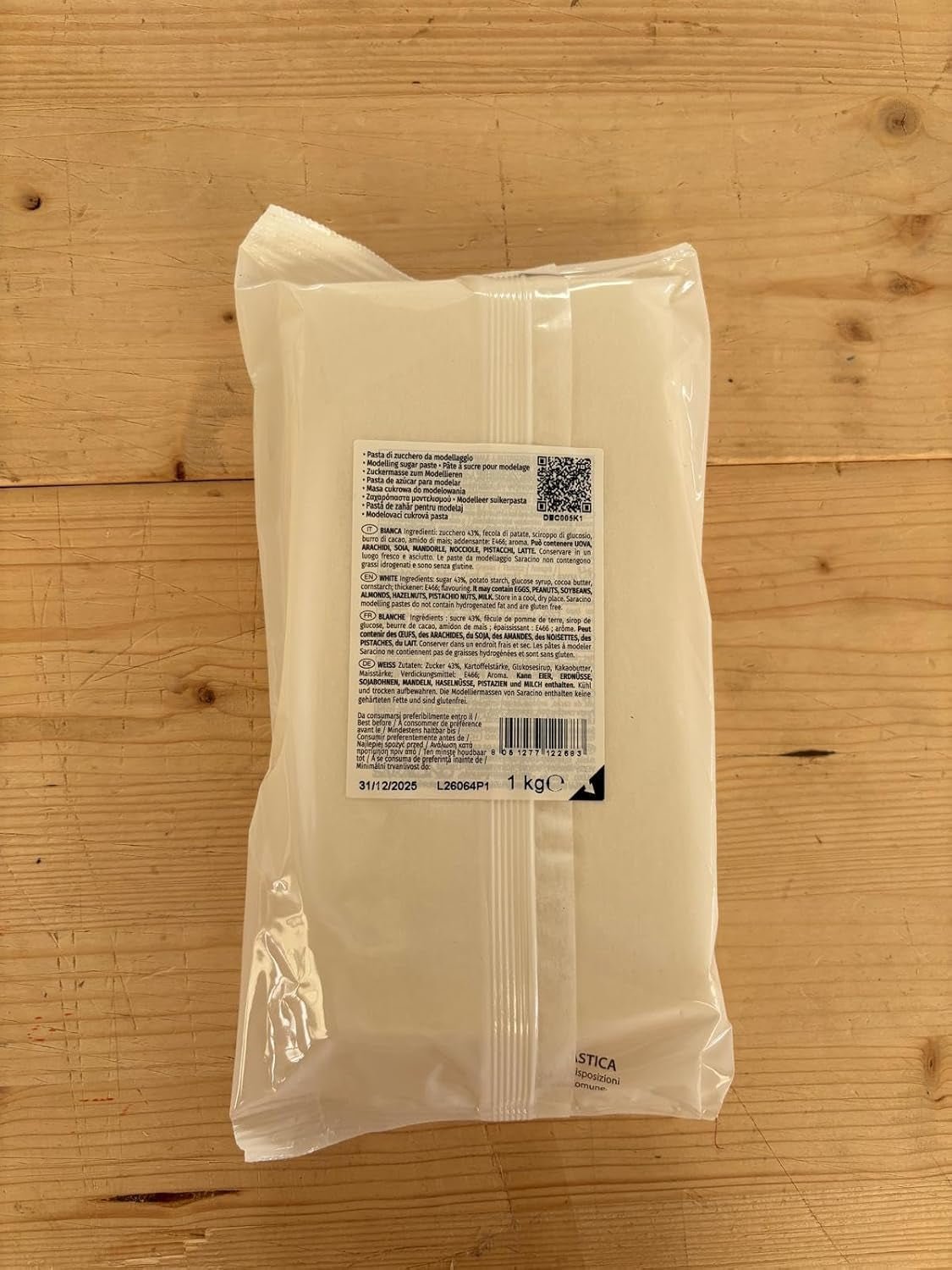 Saracino Fondant, weißes Modell zum Modellieren, 250 g, glutenfrei, hergestellt in Italien, Naty Shop Zuckerpaste