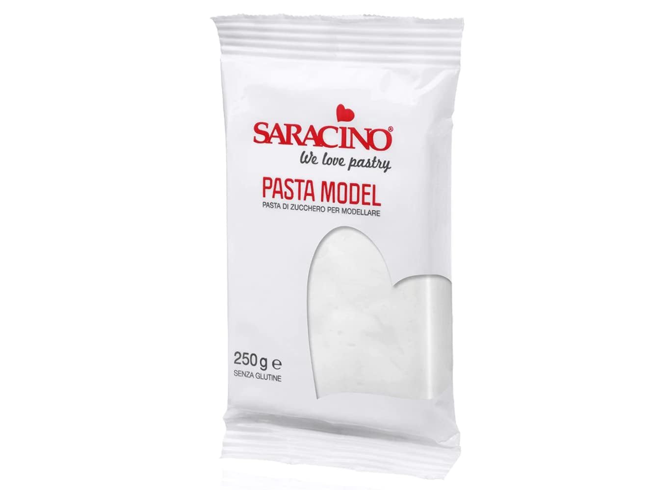 Saracino Fondant, weißes Modell zum Modellieren, 250 g, glutenfrei, hergestellt in Italien, Zuckerpaste, Naty Shop, Standardtitel