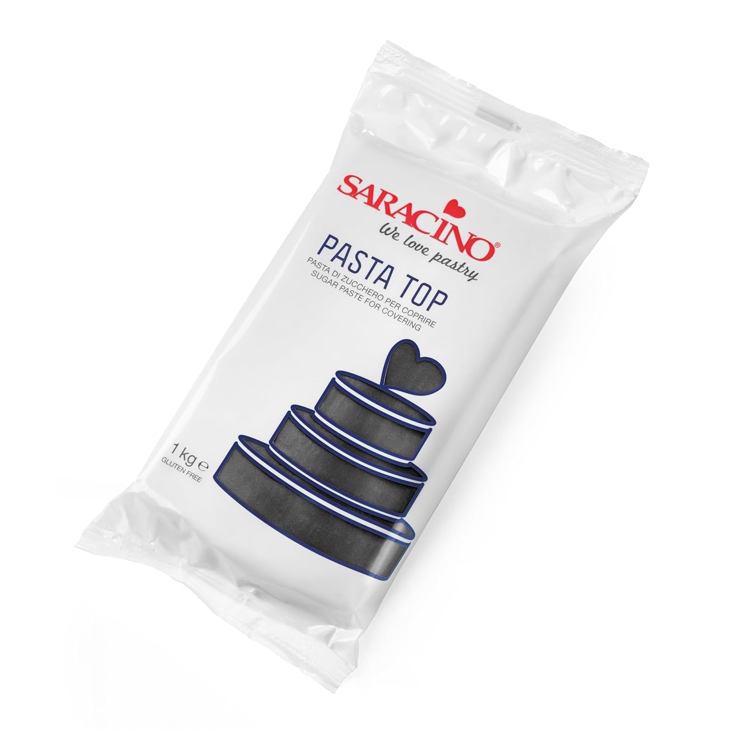 Saracino Fondant Top, Zuckerpaste zum Abdecken von 1 kg, hergestellt in Italien Zuckerpaste Naty Shop Schwarz