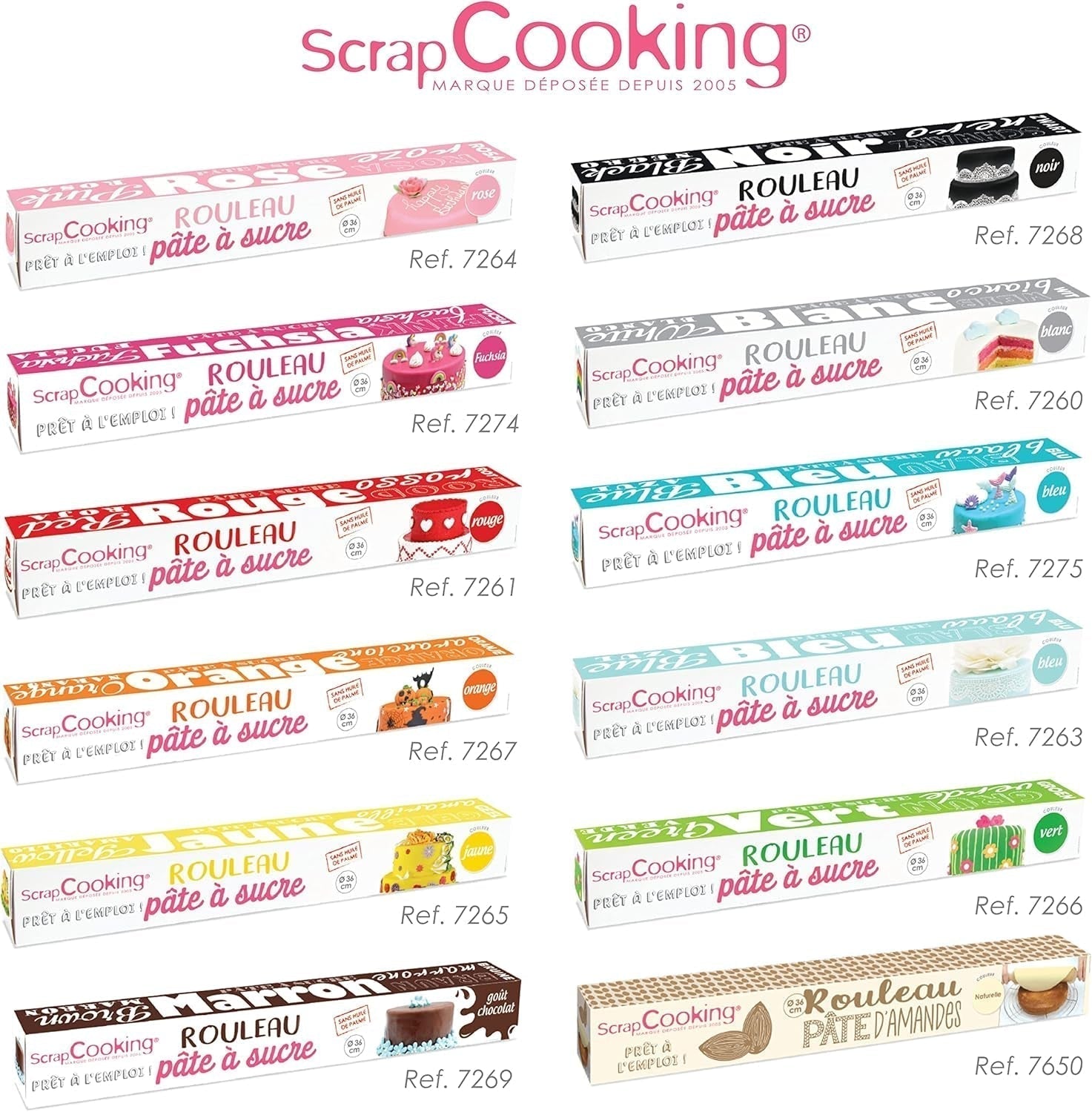 ScrapCooking - Rosa Fondantrolle â'¬ 36 cm - Gerollter schwarzer Fondant 430 g - Tortenaufsatz Fondantaufsatz Dekoration für Kuchen, Backen, Geburtstage, Partys - Rosa - 7264 Zuckerpaste Naty Shop