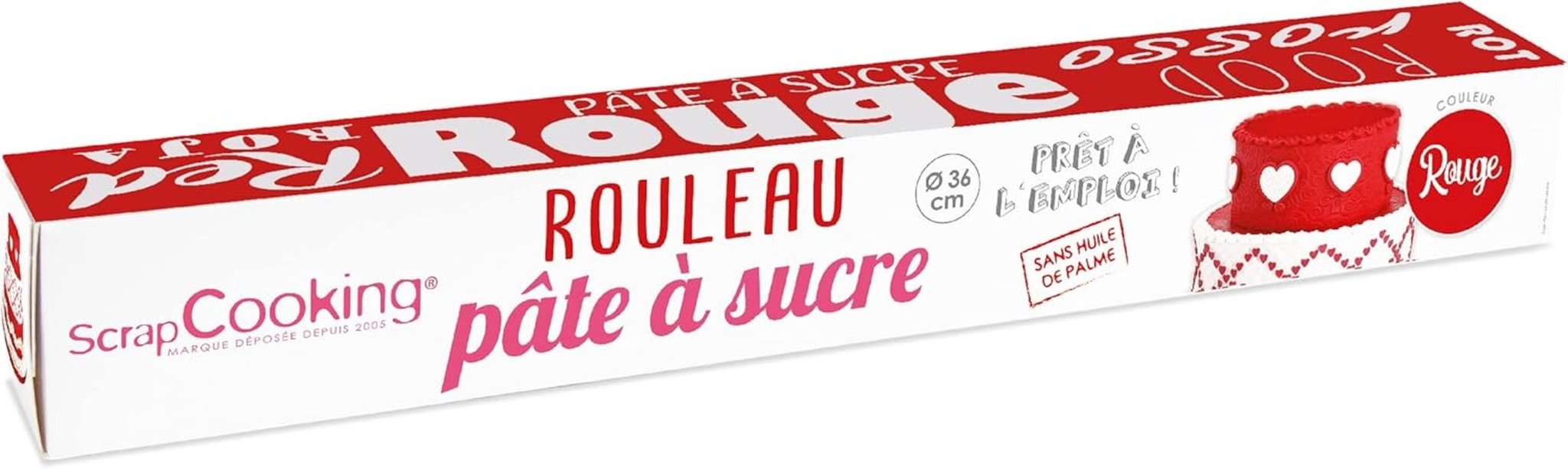 ScrapCooking - Rosa Fondantrolle â'¬ 36 cm - Gerollter schwarzer Fondant 430 g - Tortenaufsatz Fondantaufsatz Dekoration für Kuchen, Backen, Geburtstage, Partys - Rosa - 7264 Naty Shop Rote Zuckerpaste
