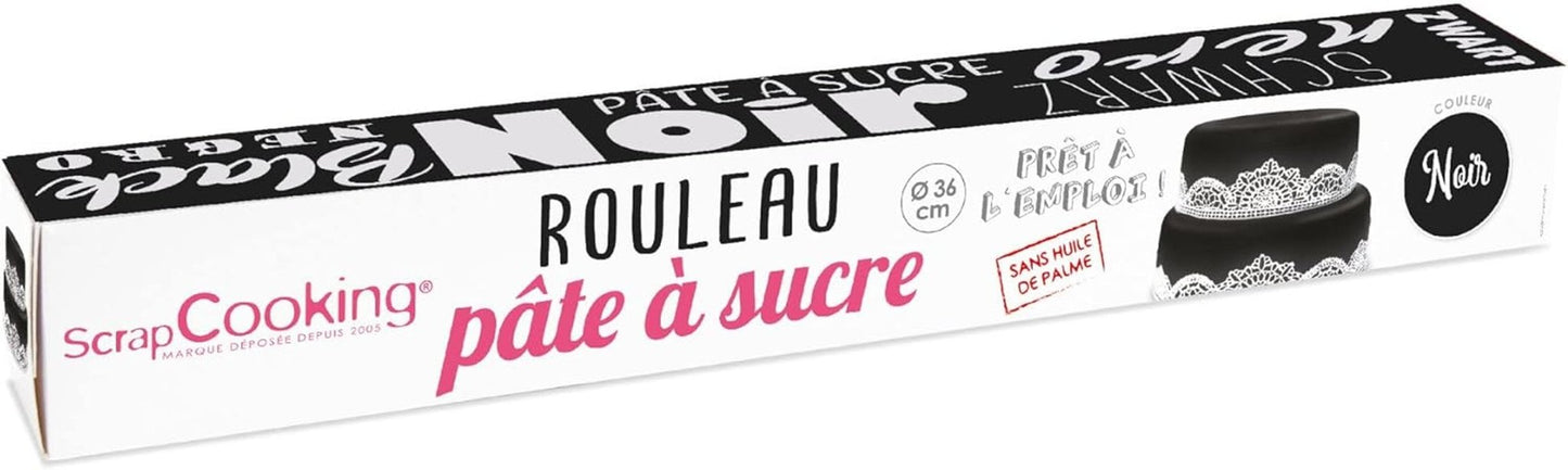 ScrapCooking - Rosa Fondantrolle â'¬ 36 cm - Gerollter schwarzer Fondant 430 g - Tortenaufsatz Fondantaufsatz Dekoration für Kuchen, Backen, Geburtstage, Partys - Rosa - 7264 Naty Shop Schwarze Zuckerpaste