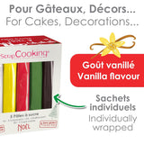 ScrapCooking – Set mit 5 Fondants – weiß, gelb, rot, grün und braun – 5 x 80 g – Zuckerpaste für Kuchen, Kuchendekorationen, Geburtstag, Weihnachten – glutenfrei und frei von Palmöl – 7257 Naty Shop Zuckerpaste
