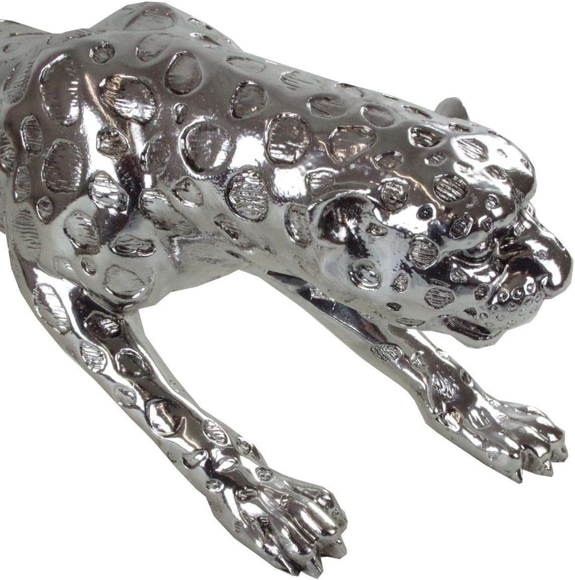 Dekorative Skulptur Casablanca XL - Gpard Mattsilber - Wohnzimmerdekoration - Länge 80 cm Statuetten und Skulpturen Naty Shop