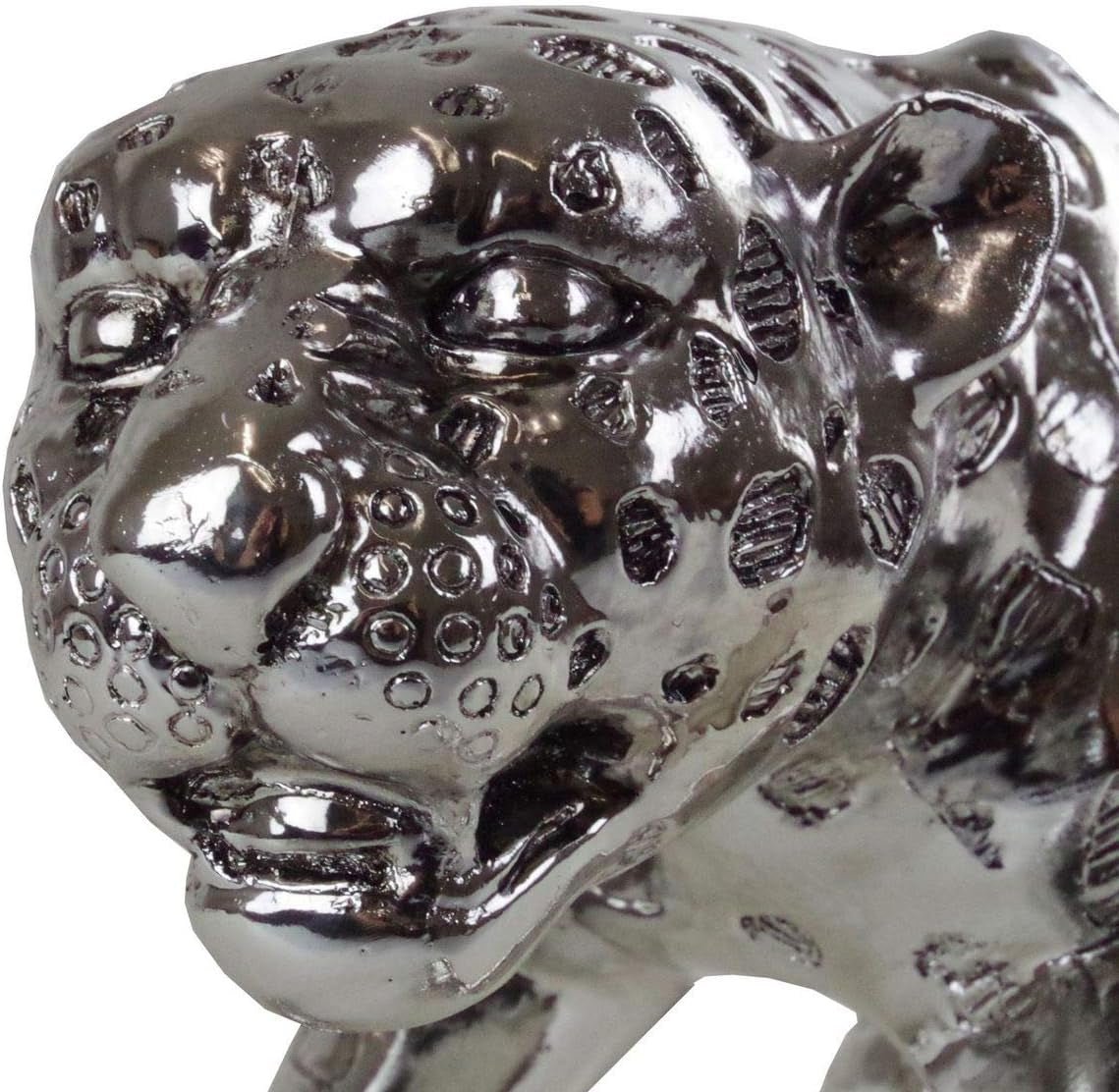 Dekorative Skulptur Casablanca XL - Gpard Mattsilber - Wohnzimmerdekoration - Länge 80 cm Statuetten und Skulpturen Naty Shop
