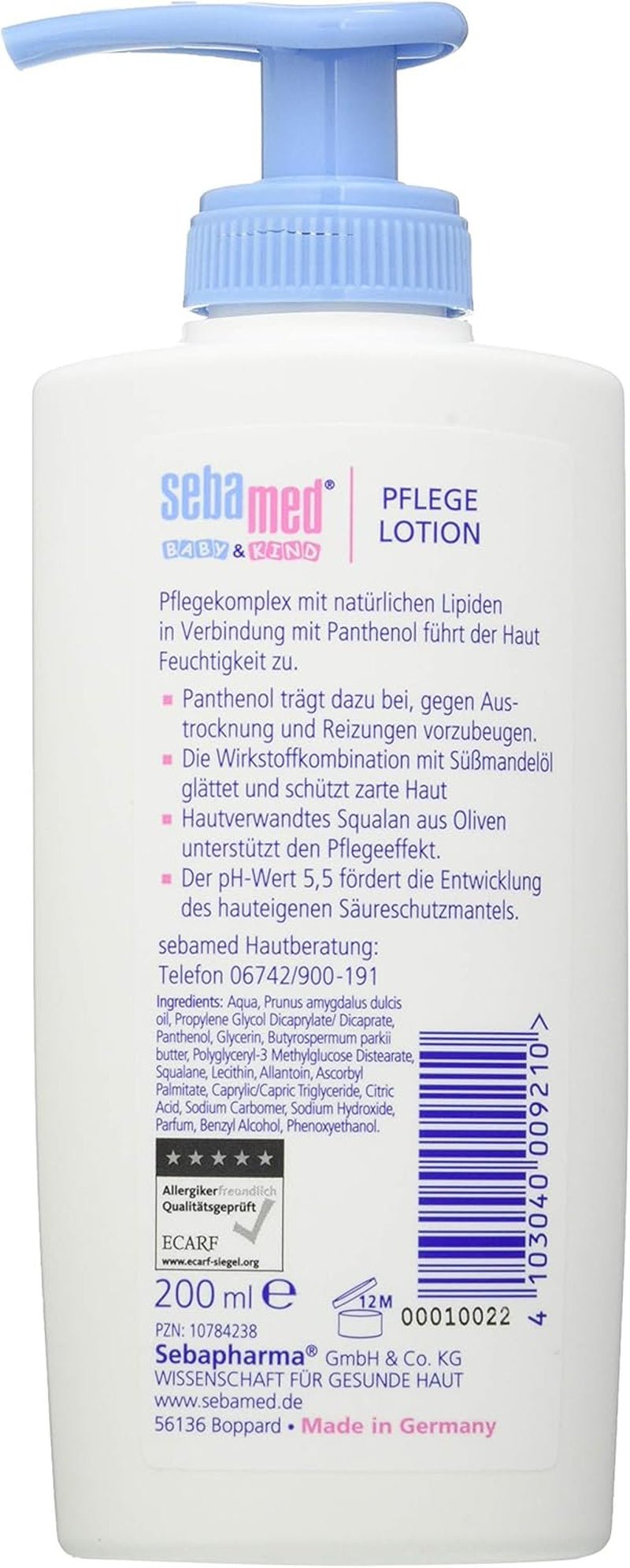 Sebamed Baby- und Kinderpflegelotion mit Panthenol, 2er-Pack, 2 x 200 ml, pflegt sanft die zarte Kinderhaut, auch bei trockener Haut und Irritationen Kinder - Bade- und Hautpflege Naty Shop