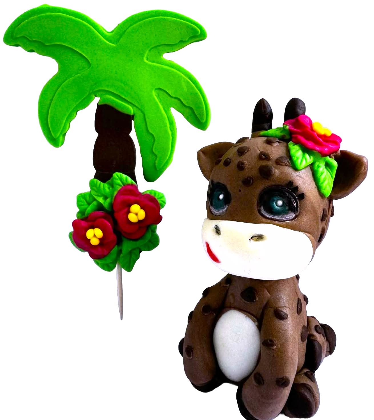 Set mit 2 essbaren Zuckerdekorationen, Sophie die Giraffe, Zuckerpastendekorationen Nati Shop