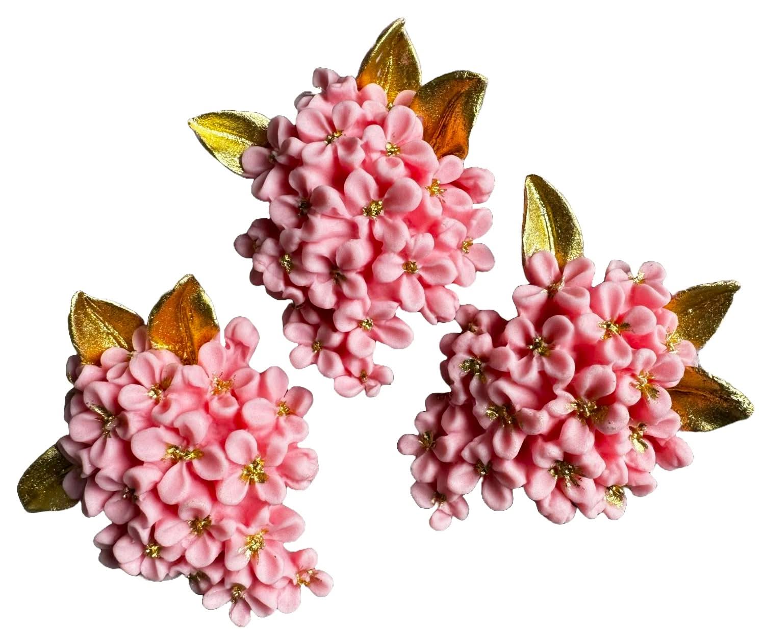 Set mit 3 essbaren Zuckerdekorationen, Fliederblumendekorationen von Sugar Paste Nati Shop