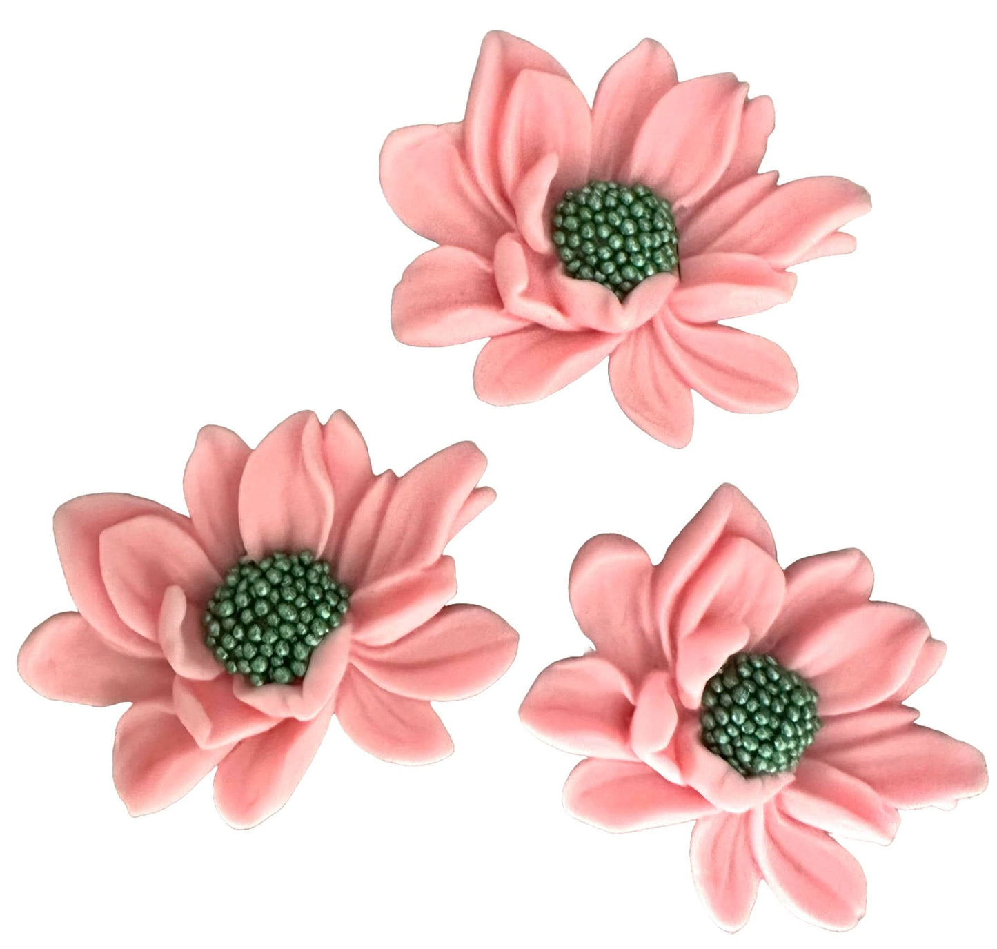 Set mit 3 essbaren Zuckerdekorationen, rosa Blumendekorationen von Sugar Paste Nati Shop