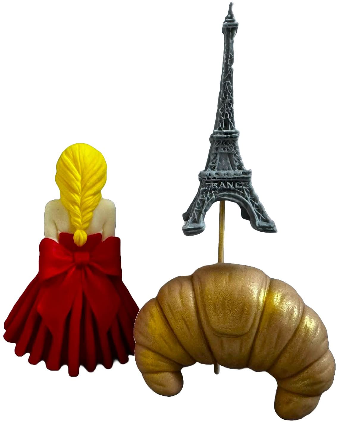Set mit 3 essbaren Zuckerdekorationen, Lady in Paris Zuckerpastendekorationen Nati Shop