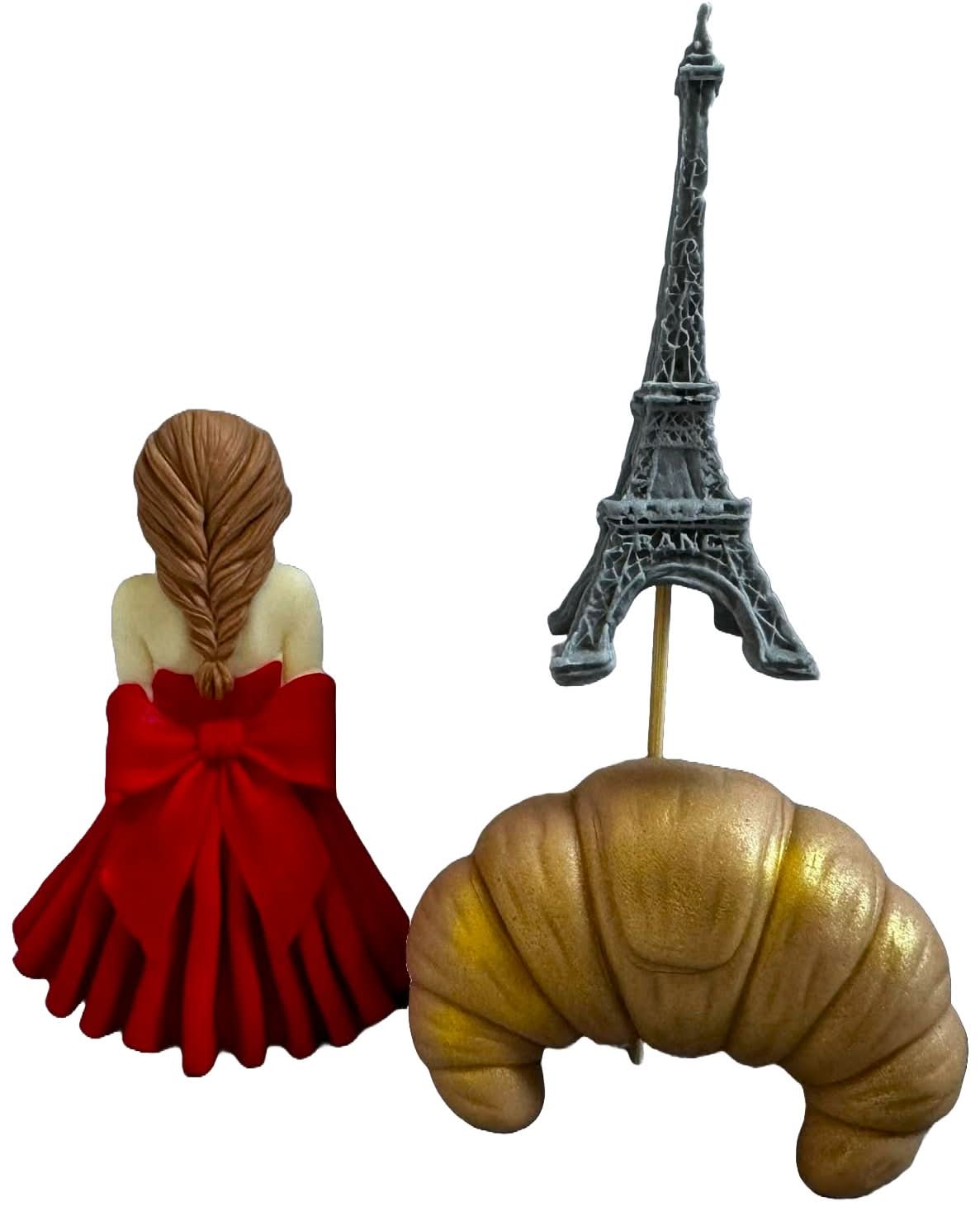 Set mit 3 essbaren Zuckerdekorationen, Lady in Paris Zuckerpastendekorationen Nati Shop