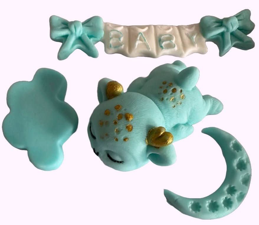 Set mit 4 essbaren Zuckerdekorationen, Taufdekorationen aus Zuckerpaste Nati Shop