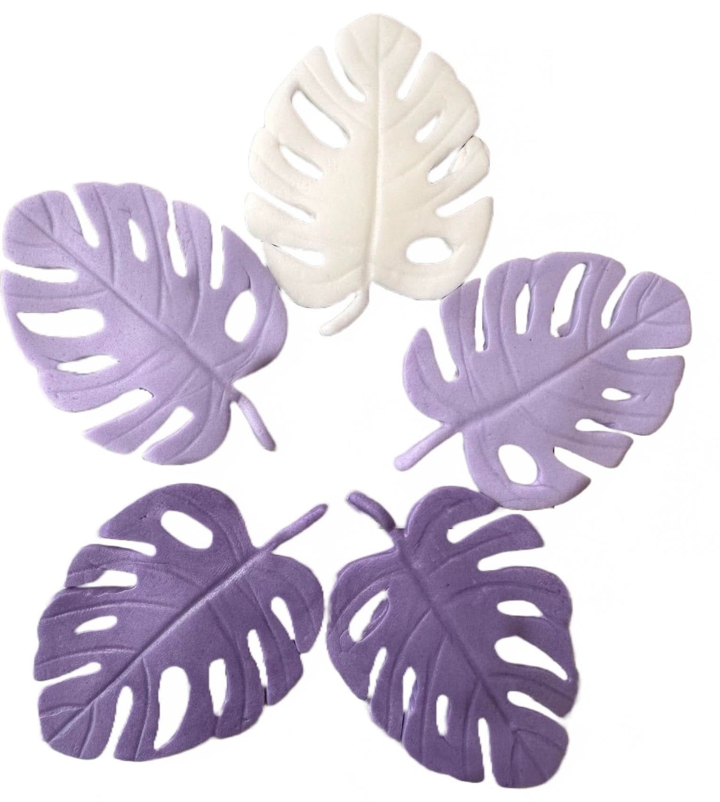 Set mit 5 essbaren Zuckerdekorationen, Dekorationen mit exotischen Blättern von Sugar Paste Nati Shop