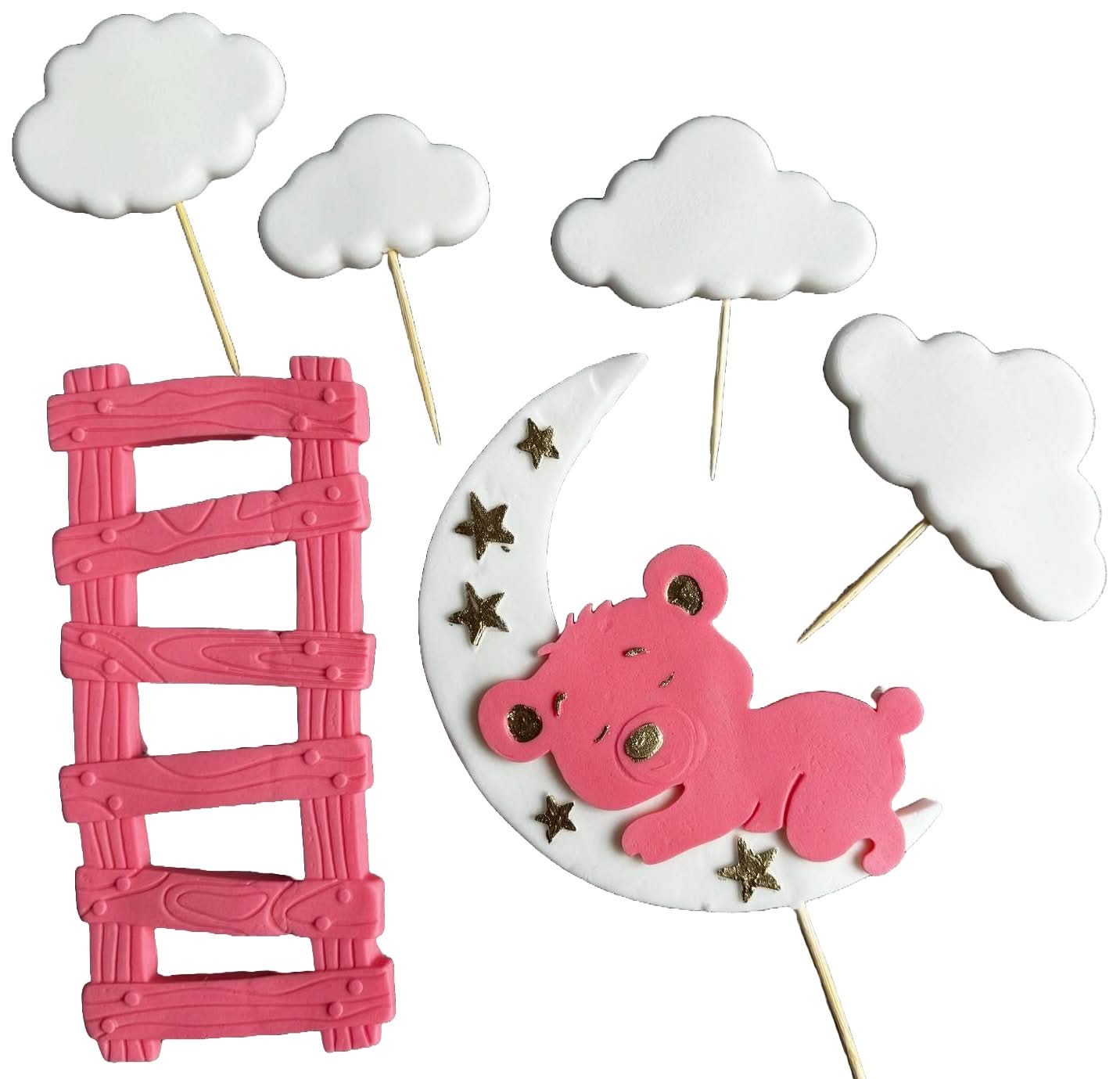Set mit 6 essbaren Zuckerdekorationen, Taufdekorationen aus Zuckerpaste Nati Shop