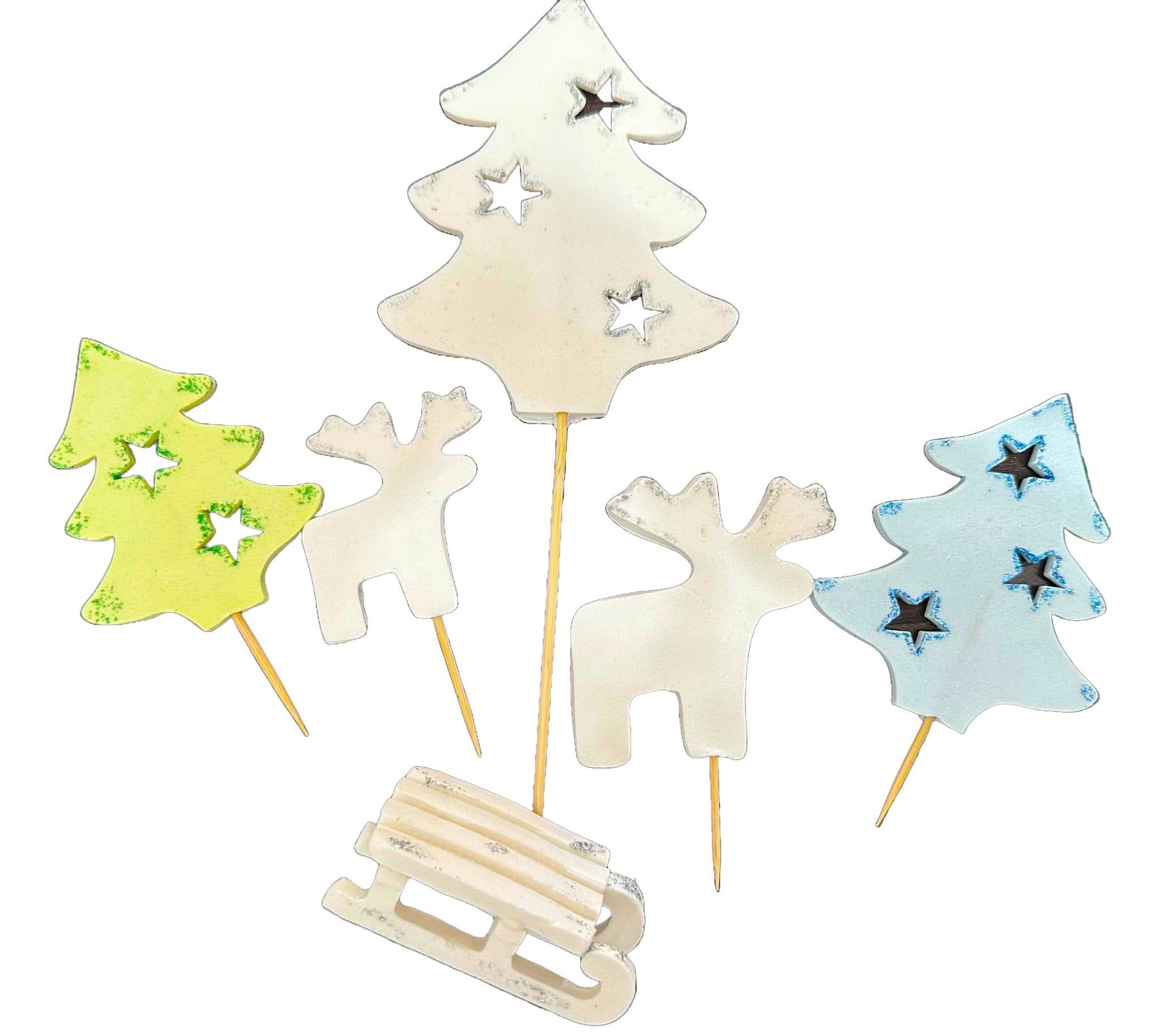 Set mit 6 essbaren Zuckerdekorationen, Winterdekorationen aus Zuckerpaste Nati Shop