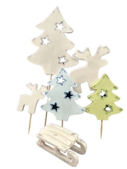Set mit 6 essbaren Zuckerdekorationen, Winterdekorationen aus Zuckerpaste Nati Shop