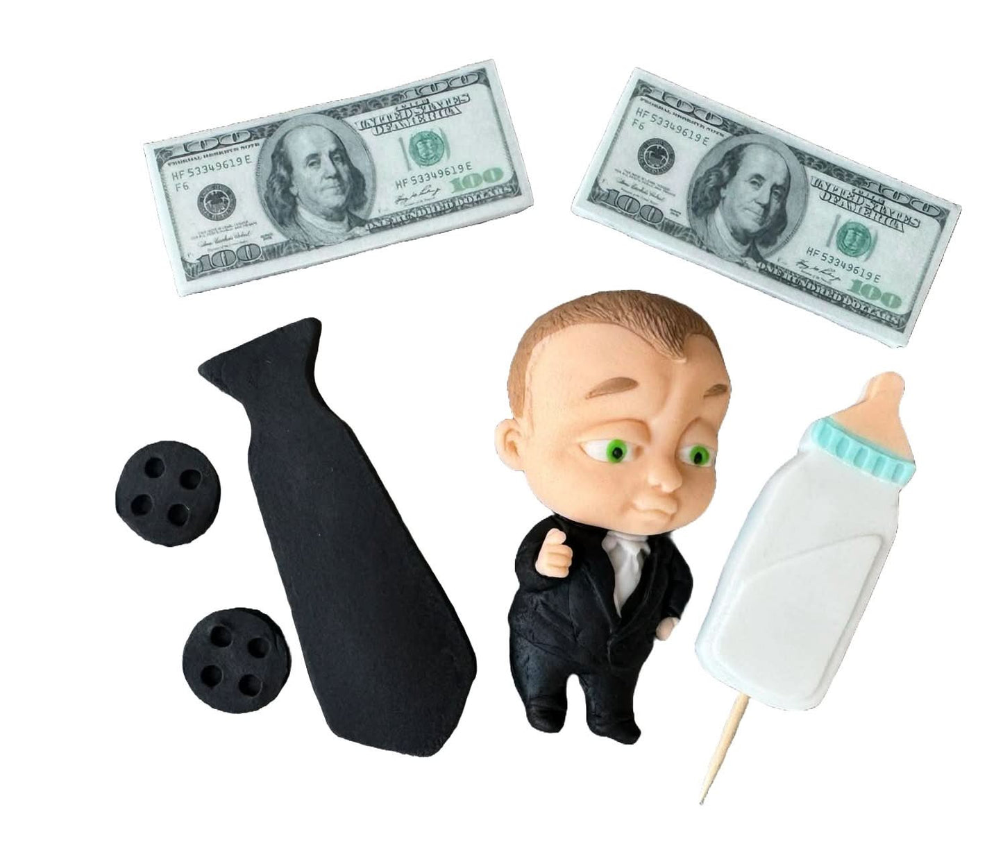 Set mit 7 essbaren Zuckerdekorationen, Baby Boss Zuckerpastendekorationen Nati Shop