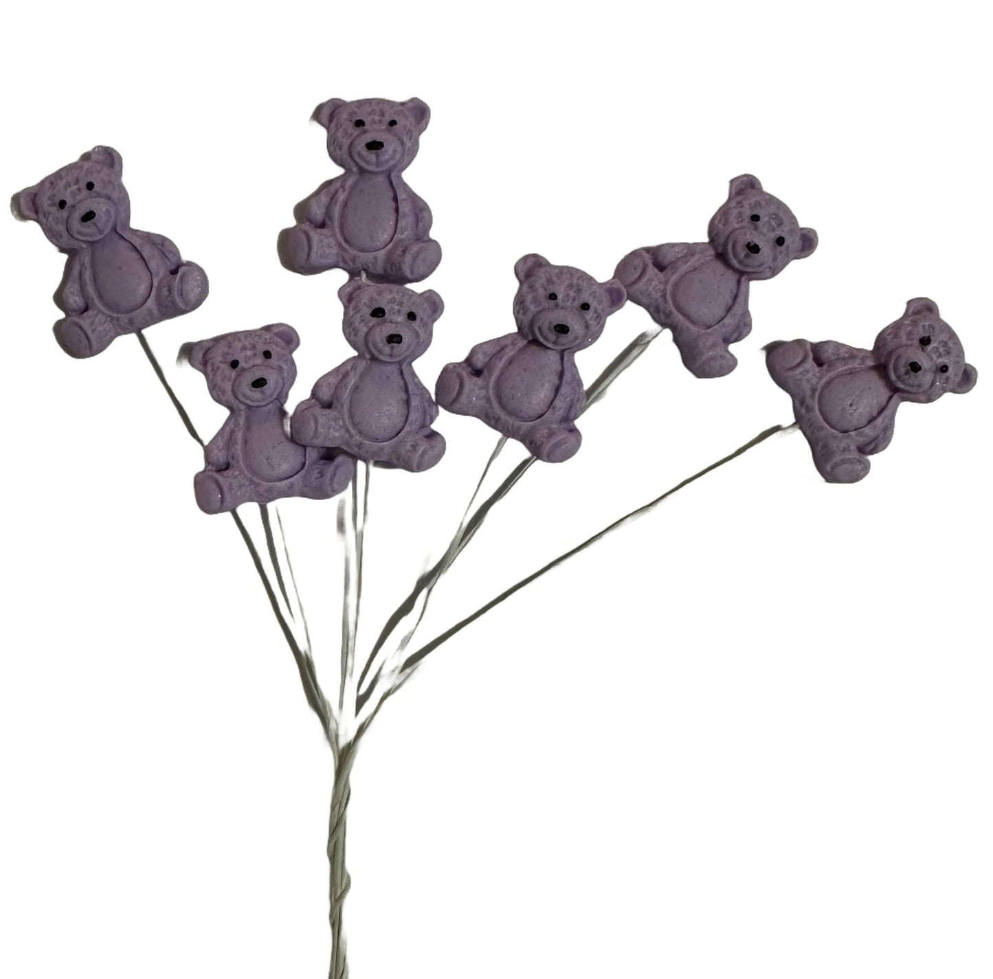 Set mit 7 essbaren Zuckerdekorationen, Lila Teddybären Zuckerpastendekorationen Nati Shop