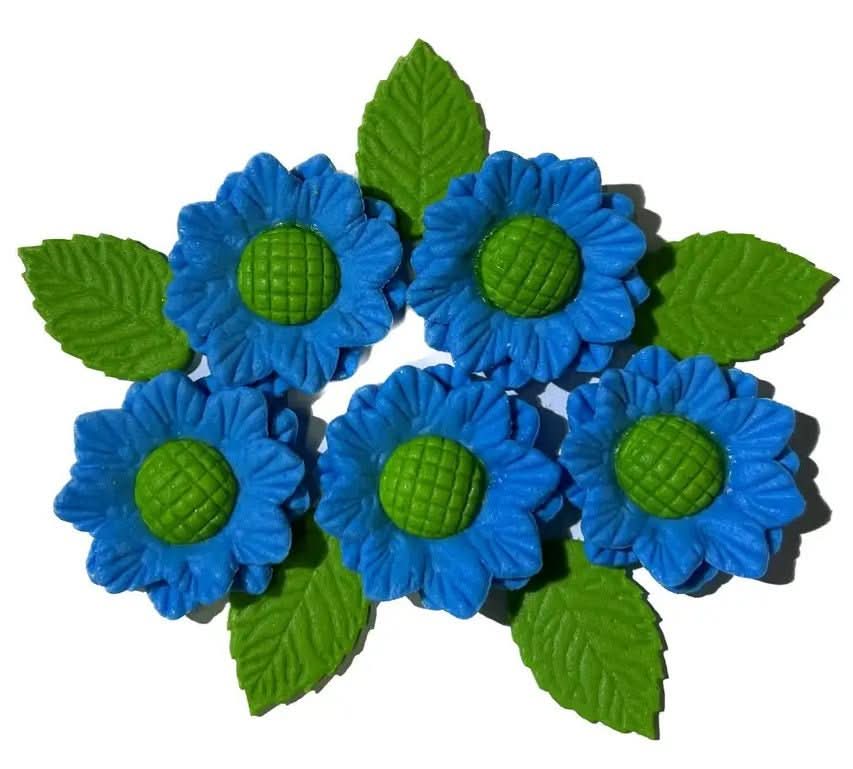 Set essbarer Zuckerdekorationen, Blaue Blumen Nati Shop