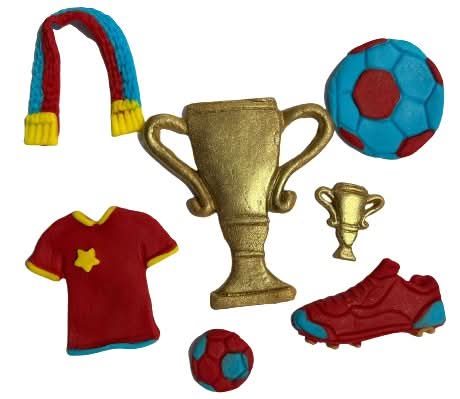 Set mit essbaren Zuckerdekorationen, Fußball-Dekorationen aus Zuckerpaste Nati Shop