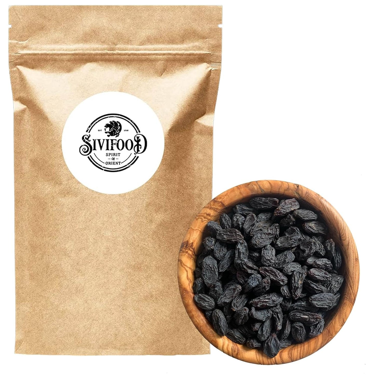 SIVIFOOD Jumbo schwarze Sultaninen 300 g – große, köstliche schwarze Sultaninen von höchster Qualität, natürlich getrocknete, süße, fruchtige Trauben, ungeschwefelt, ungesüßt, ungesüßt, ölfrei, ohne Zusatzstoffe, Kishmish Dehydrierte Produkte, Naty Shop, 300 g