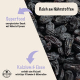 SIVIFOOD Jumbo schwarze Sultaninen 300 g – große und köstliche schwarze Sultaninen von höchster Qualität, natürlich getrocknete, süße, fruchtige Trauben, ungeschwefelt, ungesüßt, ungesüßt, ölfrei, Kishmish-Zusätze, dehydrierte Produkte, Naty Shop
