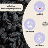 SIVIFOOD Jumbo schwarze Sultaninen 300 g – große und köstliche schwarze Sultaninen von höchster Qualität, natürlich getrocknete, süße, fruchtige Trauben, ungeschwefelt, ungesüßt, ungesüßt, ölfrei, Kishmish-Zusätze, dehydrierte Produkte, Naty Shop