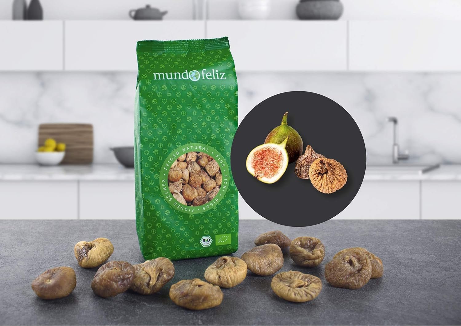 Mundo Feliz getrocknete Feigen aus biologischem Anbau, 2 x 500 g Naty Shop dehydrierte Produkte