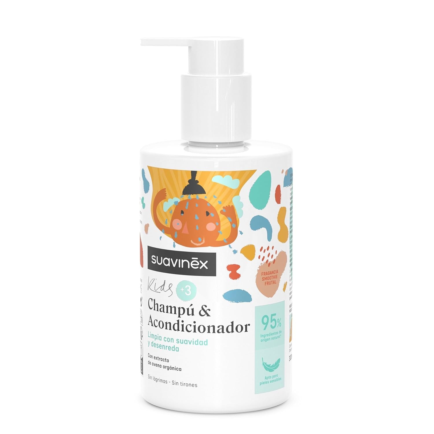Suavinex, Pflegeshampoo für Kinder von 3 bis 10 Jahren, allergenfrei, parabenfrei, silikonfrei, geeignet für empfindliche Haut, kein Tränen oder Ziehen, 95 % Inhaltsstoffe natürlichen Ursprungs, Kinder – Bad und Hautpflege Naty Shop Shampoo und Spülung