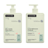 Suavinex, Syndet Baby-Shampoo für Haut und Haare, seifenfrei, 750 ml + feuchtigkeitsspendende Körperlotion, 750 ml, geeignet für empfindliche Haut und Neugeborene, mit 90 %–93 % natürlichen Inhaltsstoffen. Kinder – Bad und Hautpflege Naty Shop Standardtitel